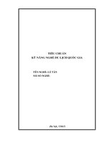 TIÊU CHUẨN KỸ NĂNG NGHỀ DU LỊCH QUỐC GIA