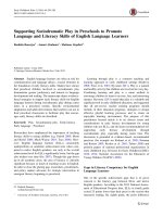 Early Childhood Education Journal: Supporting sociodramatic play in preschools to promote language and literacy skills of english language learners