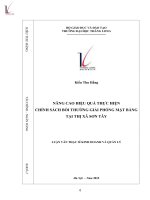 NÂNG CAO HIỆU QUẢ THỰC HIỆN CHÍNH SÁCH BỒI THƯỜNG GIẢI PHÓNG MẶT BẰNG TẠI THỊ XÃ SƠN TÂY