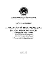 Quy chuẩn kỹ thuật quốc gia QCVN 074:2016BXD về Các công trình hạ tầng kỹ thuật  Công trình giao thông