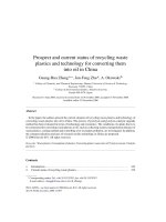 Prospect and current status of recycling waste plastics and technology for converting them into oil in China