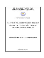 Các nhân tố ảnh hưởng đến thu hút đầu tư FDI từ nhật bản vào các khu công nghiệp đồng nai 