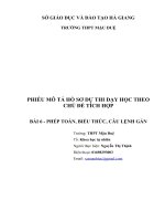 PHIẾU MÔ TẢ HỒ SƠ DỰ THI DẠY HỌC THEOCHỦ ĐỀ TÍCH HỢP-BÀI 6 - PHÉP TOÁN, BIỂU THỨC, CÂU LỆNH GÁN