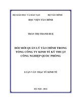 Đổi mới quản lý tài chính trong tổng công ty kinh tế kỹ thuật công nghiệp quốc phòng