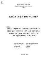 THỰC TRẠNG VÀ GIẢI PHÁP NÂNG CAO HIỆU QUẢ  SỬ DỤNG VỐN LƯU ĐỘNG TẠI CÔNG TY TNHH HÓA VẬT LIỆU VÀ ỨNG DỤNG CÔNG NGHỆ MỚI