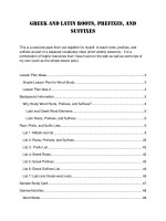 Greek and Latin roots , prefixes and suffixes