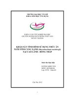 Khảo sát tình hình sử dụng thức ăn nuôi tôm càng xanh (macrobrachium rosenbergii) tại huyện cao lãnh, tỉnh đồng tháp 