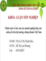 Chính sách cổ tức của các doanh nghiệp thủy sản niêm yết trên thị trường chứng khoán việt nam