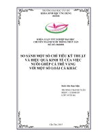 So sánh một số chỉ tiêu kỹ thuật và hiệu quả kinh tế của việc nuôi ghép cá trê vàng với một số loài cá khác 