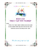 Công tác Xóa đói giảm nghèo trên địa bàn huyện Bắc Mê  Hà Giang giai đoạn 2011  2015 (BÁO CÁO THỰC TẬP TỐT NGHIỆP ĐẠT 9 điểm)