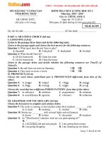 Đề thi học kì 1 môn Tiếng Anh lớp 11 trường THPT Châu Thành 1, Đồng Tháp năm 2014 - 2015