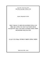 Thực trạng và một số giải pháp nâng cao hiệu quả công tác đào tạo nghề nhằm giải quyết việc làm cho lao động nông thôn thành phố Thái Nguyên