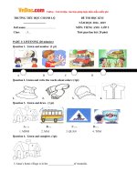 Đề thi học kỳ 2 môn Tiếng Anh lớp 5 trường Tiểu học Chánh Lộ, Quảng Ngãi năm học 2014 - 2015