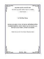 ĐÁNH GIÁ KHẢ NĂNG ÁP DỤNG MÔ HÌNH NÔNG NGHIỆP KHÔNG CHẤT THẢI TẠI XÃ GIAO LẠC, HUYỆN GIAO THỦY, TỈNH NAM ĐỊNH