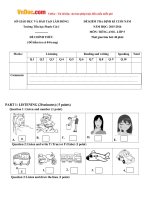 Đề thi học kỳ 2 môn Tiếng Anh lớp 5 trường Tiểu học Phước Cát 1, Lâm Đồng năm học 2015 - 2016