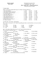Đề thi học kỳ 2 môn Tiếng Anh lớp 6 Cơ bản Phòng GD-ĐT Thái Thụy, Thái Bình năm học 2015 - 2016