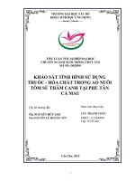 Khảo sát tình hình sử dụng thuốc, hóa chất trong ao nuôi tôm sú thâm canh tại phú tân   cà mau 