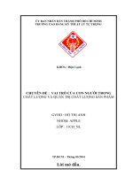 VAI TRÒ của CON NGƯỜI TRONG CHẤT LƯỢNG và QUẢN TRỊ CHẤT LƯỢNG sản PHẨM 