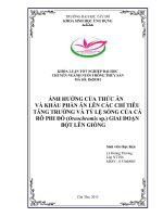 Ảnh hưởng của thức ăn và khẩu phần ăn lên một số chỉ tiêu tăng trưởng và tỷ lệ sống của cá rô phi đỏ (oreochromis sp ) giai đoạn từ bột lên giống 