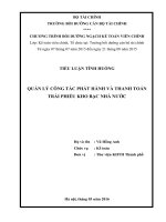 QUẢN lý CÔNG tác PHÁT HÀNH và THANH TOÁN TRÁI PHIẾU KHO bạc NHÀ nước 