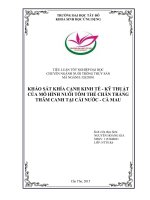 Khảo sát khía cạnh kinh tế   kỹ thuật của mô hình nuôi tôm thẻ chân trắng thâm canh tại huyện cái nước tỉnh cà mau  