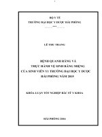BỆNH QUANH RĂNG và THỰC HÀNH vệ SINH RĂNG MIỆNG của SINH VIÊN y1 TRƯỜNG đại học y dược hải PHÒNG năm 2015 