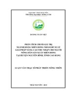Phân tích chuỗi giá trị ngành hàng miến dong nhằm đề xuất giải pháp nâng cao thu nhập cho người nông dân sản xuất miến dong tại huyện nguyên bình, tỉnh cao bằng 