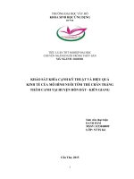 Khảo sát khía cạnh kỹ thuật và hiệu quả kinh tế của mô hình nuôi tôm thẻ chân trắng thâm canh tại huyện hòn đất   kiên giang 