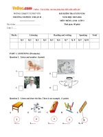Đề thi học kỳ 2 môn Tiếng Anh lớp 3 trường Tiểu học Phúc Thuận 2, Thái Nguyên năm học 2015 - 2016
