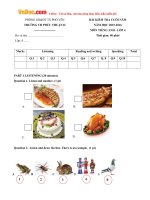 Đề thi học kỳ 2 môn Tiếng Anh lớp 4 trường Tiểu học Phúc Thuận 2, Thái Nguyên năm học 2015 - 2016