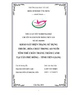 Khảo sát tình hình sử dụng thuốc, hóa chất trong nuôi tôm thẻ chân trắng thâm canh tại tân phú đông   tiền giang 