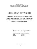 HẠCH TOÁN kế TOÁN xác ĐỊNH kết QUẢ KINH DOANH tại CÔNG TY cổ PHẦN THUƠNG mại NGUYỄN KIM   TRUNG tâm MUA sắm NGUYỄN KIM hà ĐÔNG 