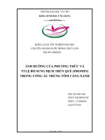 Ảnh hưởng của phương thức và tỷ lệ bổ sung dịch trùn quế (promin) trong ương ấu trùng TCX 