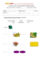 Tổng hợp đề thi học kì 2 môn Tiếng Anh lớp 3 năm 2016 được tải nhiều nhất