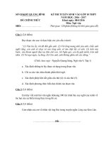 Đề thi tuyển sinh vào lớp 10 môn Ngữ văn (Quảng Bình)