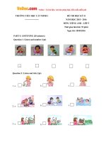 Đề thi học kỳ 2 môn Tiếng Anh lớp 5 trường Tiểu học Cát Minh 1, Bình Định năm học 2015 - 2016