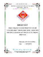 KHẢO sát THỰC TRẠNG và GIẢI PHÁP về vấn đề văn hóa đọc 1 