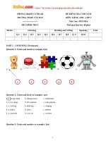 Đề thi học kỳ 2 môn Tiếng Anh lớp 3 trường Tiểu học Bế Văn Đàn, Đắk Lắk năm học 2015 - 2016