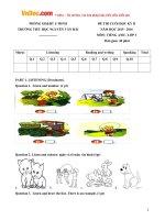 Đề thi học kỳ 2 môn Tiếng Anh lớp 3 trường Tiểu học Nguyễn Văn Hài, Cà Mau năm học 2015 - 2016