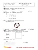 Đề thi học kì 2 môn Toán lớp 3 trường tiểu học An Thuận, Thạnh Phú năm 2015 - 2016