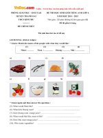 Đề thi chọn học sinh giỏi môn Tiếng Anh lớp 6 trường THCS Kim Thư, Hà Nội năm học 2014 - 2015