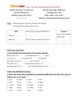 Đề thi chọn học sinh giỏi môn Tiếng Anh lớp 6 trường THCS Liên Châu, Hà Nội năm học 2014 - 2015