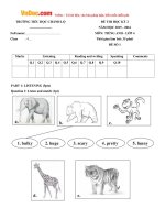 Đề thi học kỳ 2 môn Tiếng Anh lớp 4 trường Tiểu học Chánh Lộ, Quảng Ngãi năm học 2015 - 2016