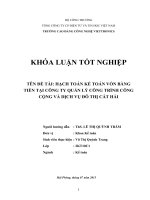 HẠCH TOÁN kế TOÁN vốn BẰNG TIỀN tại CÔNG TY QUẢN lý CÔNG TRÌNH CÔNG CỘNG và DỊCH vụ đô THỊ cát hải 