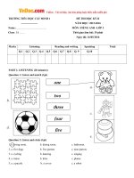 Đề thi học kỳ 2 môn Tiếng Anh lớp 3 trường Tiểu học Cát Minh 1, Bình Định năm học 2015 - 2016