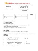 Đề thi chọn học sinh giỏi cấp huyện môn Tiếng Anh lớp 6 Phòng GD-ĐT Ý Yên, Nam Định năm học 2015 - 2016