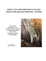 QUẢN LÍ CÁC HANG ĐỘNG PHỤC VỤ DU LỊCH TRONG VƯƠN QUỐC GIA PHONG NHA KẺ BÀNG