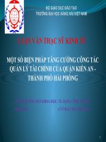 MỘT số BIỆN PHÁP TĂNG CƯỜNG CÔNG tác QUẢN lý tài CHÍNH của QUẬN KIẾN AN   THÀNH PHỐ hải PHÒNG 