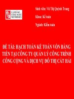 HẠCH TOÁN kế TOÁN vốn BẰNG TIỀN tại CÔNG TY QUẢN lý CÔNG TRÌNH CÔNG CỘNG và DỊCH vụ đô THỊ cát hải 