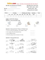 Đề thi học kỳ 2 môn Tiếng Anh lớp 5 trường Tiểu học Thanh Xuân Trung, Hà Nội năm học 2015 - 2016